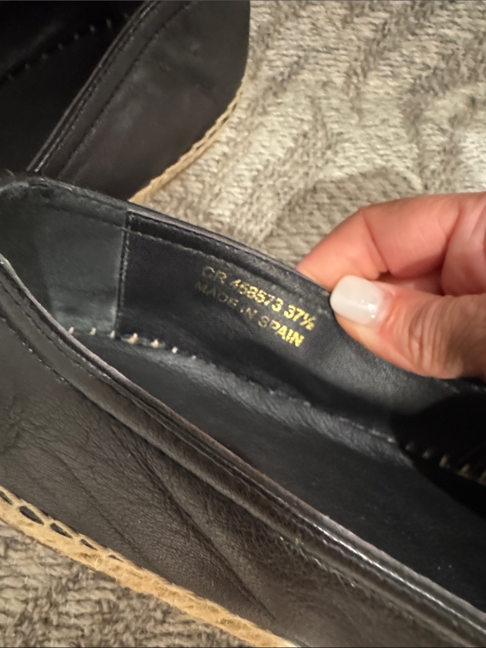 Saint Laurent Black Leather Espadrille Flats - Picture 3 of 8